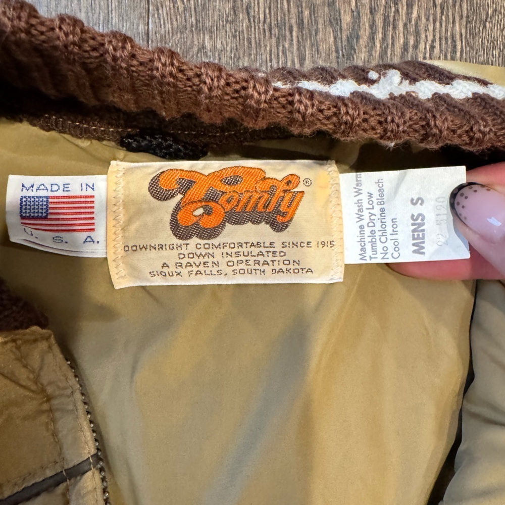Vintage Comfy Down Puffer Jacket – Men’s Small – Golden Olive – USA Made - Picture 10 of 11
